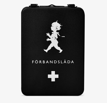 Medicinskåp Svart från Solstickan med logotyp och text