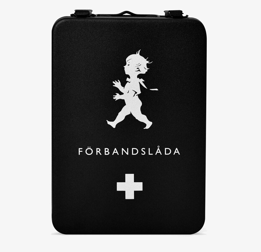 Medicinskåp Svart från Solstickan med logotyp och text