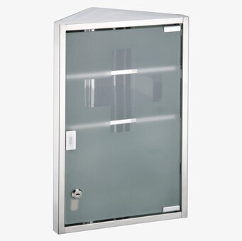 Hörnskåp Medicin från Demerx i rostfritt stål och glas