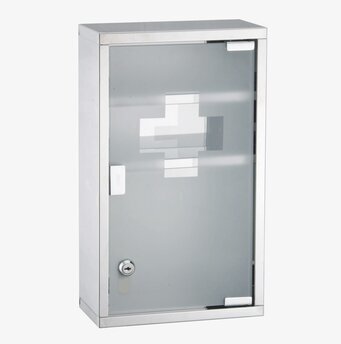 Medicinskåp Rostfritt Stål från Demerx med frostad glasdörr