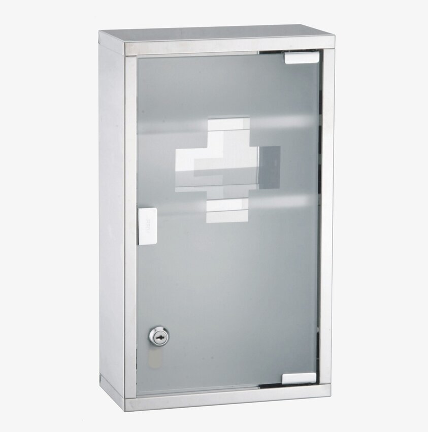 Medicinskåp Rostfritt Stål från Demerx med frostad glasdörr