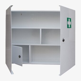 Medicinskåp Vit från Demerx med grönt första hjälpen-kors