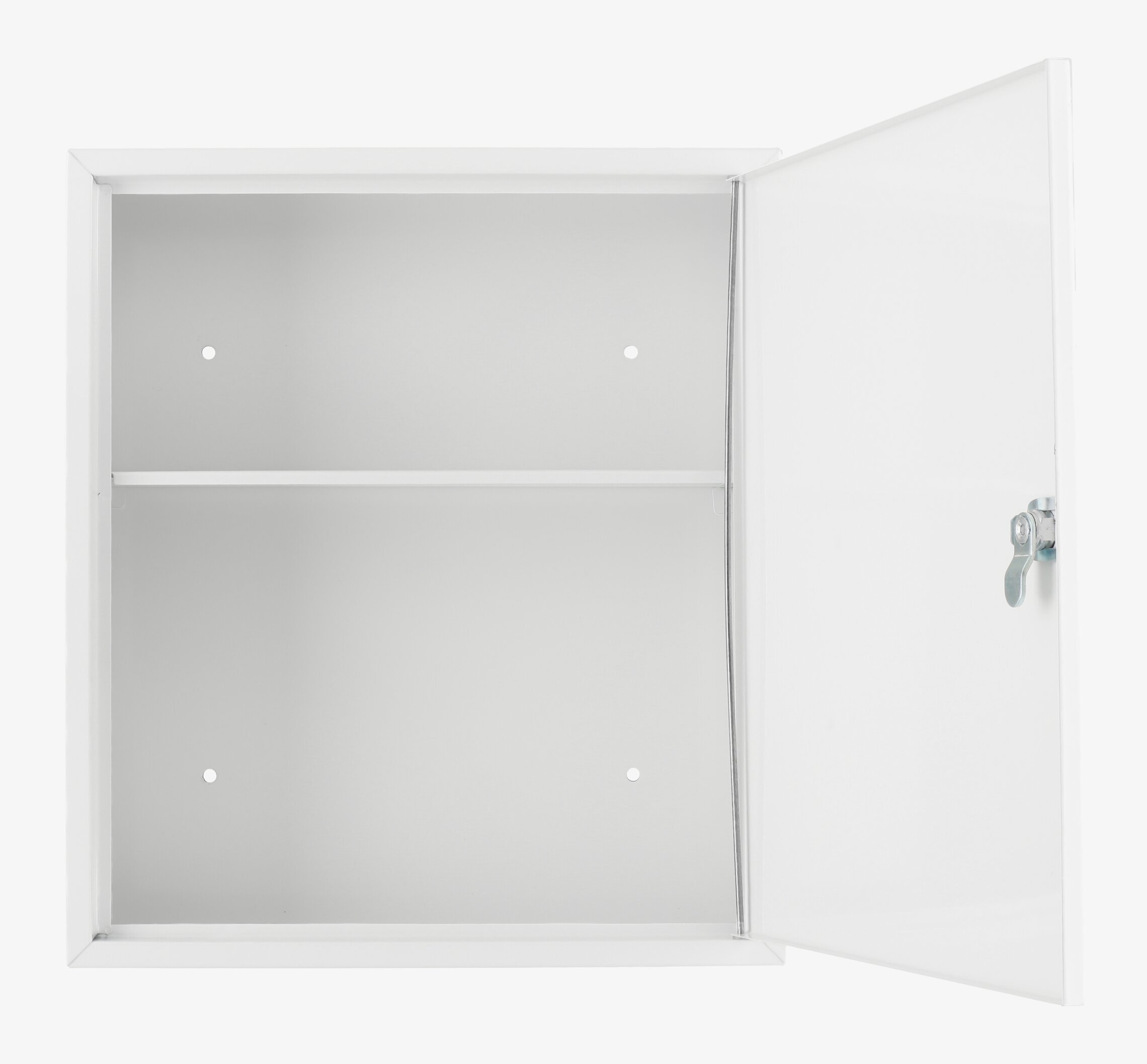 Bild av stilrent och funktionellt medicinskåp öppet