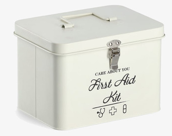 Bild av stilren plåtburk för första hjälpen-förvaring