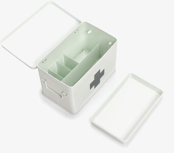 Bild av stilren plåtburk för medicinförvaring