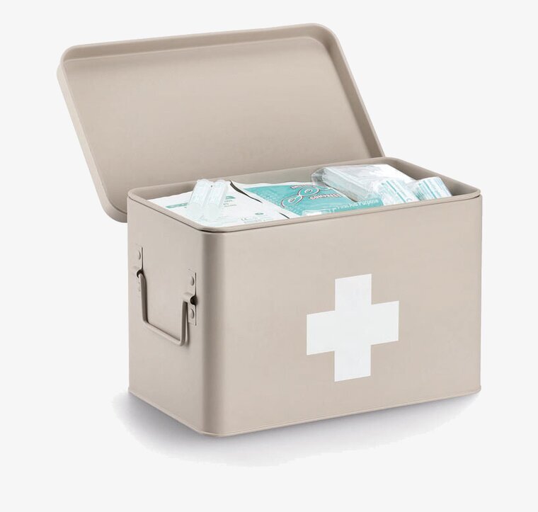 Plåtburk Medicin Beige Stor Zeller Medicinskåp Plåtburkar Metallburkar