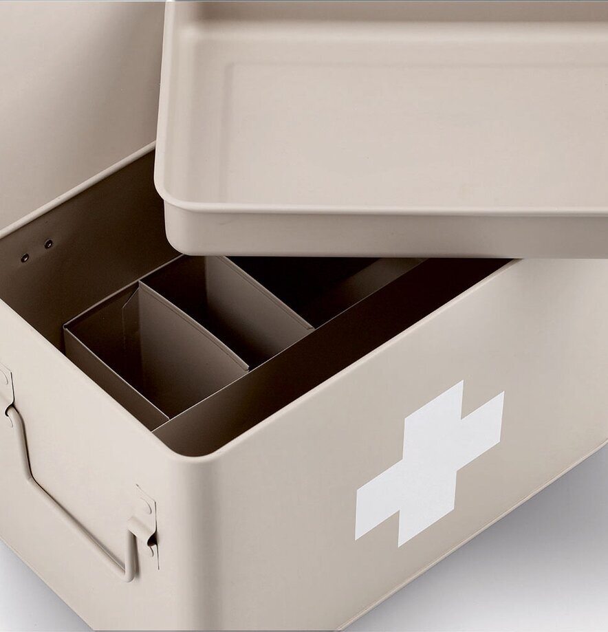 Plåtburk Medicin Beige Stor Zeller Medicinskåp Plåtburkar Metallburkar