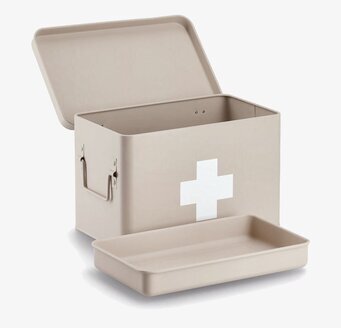 Bild av stilrent och funktionellt medicinskåp i beige